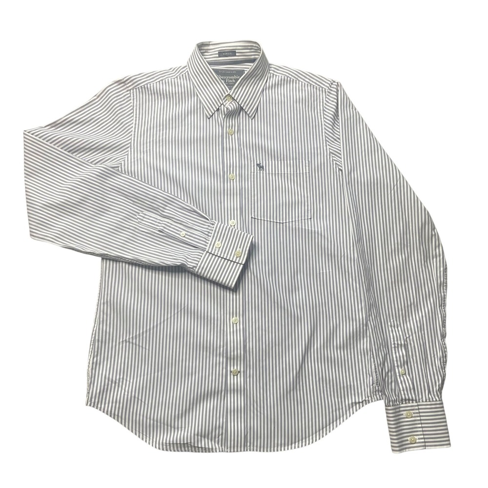 Y2K Abercrombie & Fitch Muscle‎ Fit Striped Shirt Mens Large Gray White